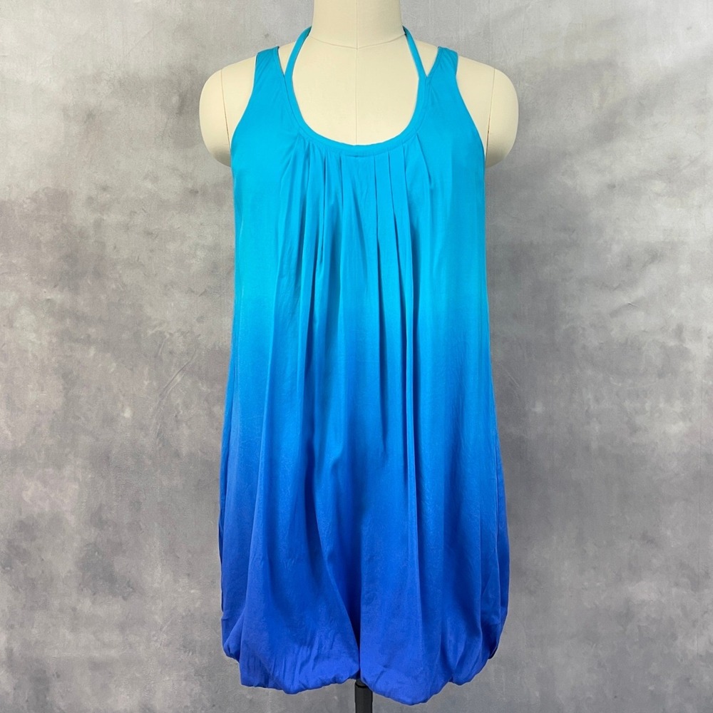 Express Ombre Silk Bubble Hem Dress Women Large Halter Y2K Indie McBling